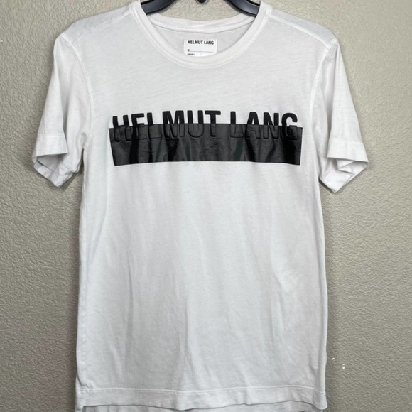 HELMUT LANG pell Out T-Shirt Tee White Black Crew Neck Short Sleeve, X-SMALL - Picture 1 of 5